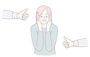 A joyful reaction, exemplified by a thumbs up from truly supportive and encouraging hands vector