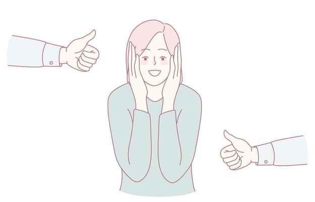 A joyful reaction, exemplified by a thumbs up from truly supportive and encouraging hands