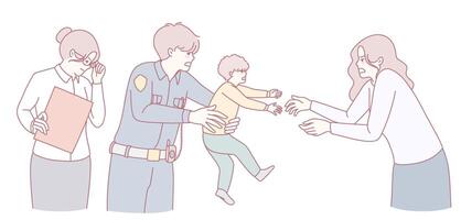 The Process of Child Custody Exchange That Involves Parents and Relevant Authorities Involved vector