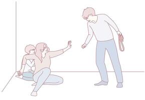 Conflict and Protection A Visual Representation of a Tense Situation That Unfolds vector