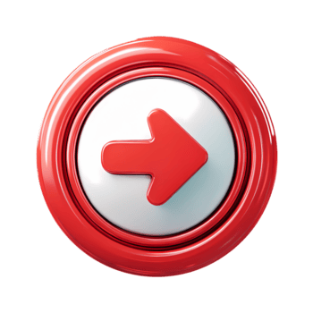 röd pil i cirkel knapp pekande rätt på transparent bakgrund glansig png