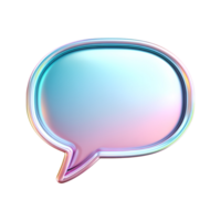 Iridescent Speech Bubble with Metallic Border on Transparent Background Shiny iridescent png