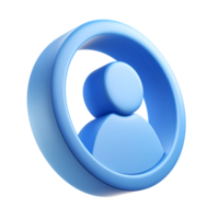 Blue User Icon in Circle 3D Render on Transparent Background rendered png