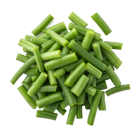 Overhead shot of a fresh pile of cut green beans ready for cooking png