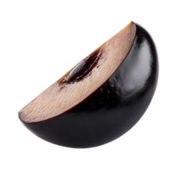 A Single Slice of Black Plum Close Up a Neutral png