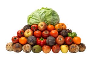 Arrangement of Fresh Fruits and Vegetables Featuring Tomatoes, Apples, and Cabbage png