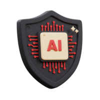 AI Security Shield 3D Icon for Artificial Intelligence and Cyber Protection png