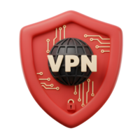 Secure 3D VPN Shield Icon, Ideal for Online Privacy, Global Connection, and Cyber Safety png