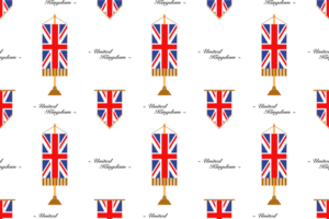 Seamless pattern background with the UK flag and country name png