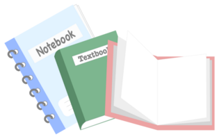 Stack of books and notebooks png