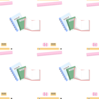 Back to school seamless pattern background with book and basic supply png