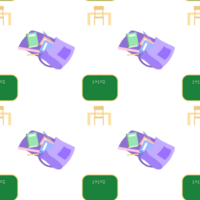 Back to school seamless pattern background with backpack and blackboard png