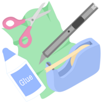 Craft and Paper work Set include Scissors, Glue, Tape Dispenser, and Utility Knife png