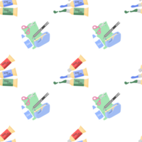 Back to school seamless pattern background with water color and paper work supply png