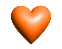 3D orange heart icon represents friendship, care, Halloween, affection and support png
