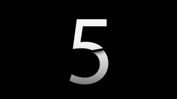 Number 5 with slice effect typography. Black solid and green screen background. 4k video