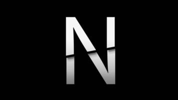 Letter N with slice effect typography. Black solid and green screen background. 4k video