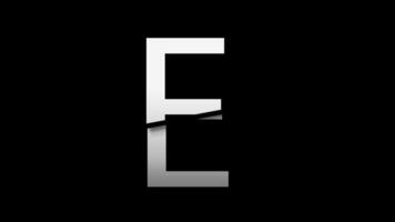 Letter E with slice effect typography. Black solid and green screen background. 4k video