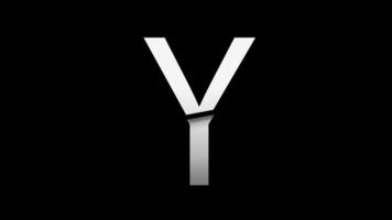 Letter Y with slice effect typography. Black solid and green screen background. 4k video