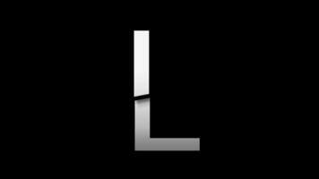 Letter L with slice effect typography. Black solid and green screen background. 4k video