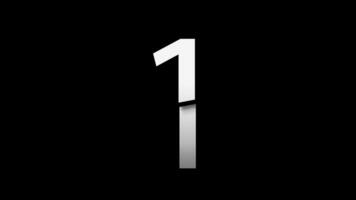 Number 1 with slice effect typography. Black solid and green screen background. 4k video