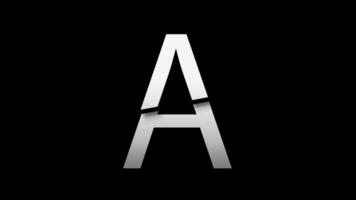 Letter A with slice effect typography. Black solid and green screen background. 4k video