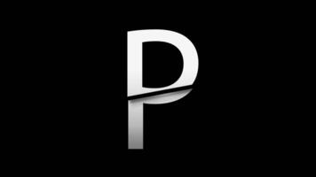 Letter P with slice effect typography. Black solid and green screen background. 4k video