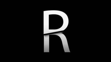 Letter R with slice effect typography. Black solid and green screen background. 4k video