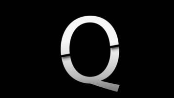 Letter Q with slice effect typography. Black solid and green screen background. 4k video