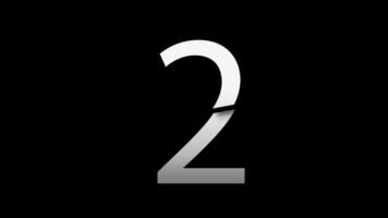 Number 2 with slice effect typography. Black solid and green screen background. 4k video