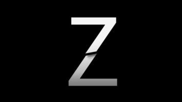 Letter Z with slice effect typography. Black solid and green screen background. 4k video