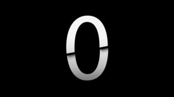 Number 0 with slice effect typography. Black solid and green screen background. 4k video