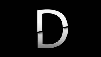 Letter D with slice effect typography. Black solid and green screen background. 4k video