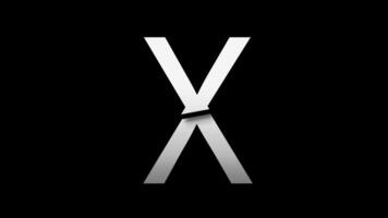 Letter X with slice effect typography. Black solid and green screen background. 4k video