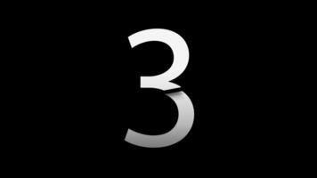 Number 3 with slice effect typography. Black solid and green screen background. 4k video