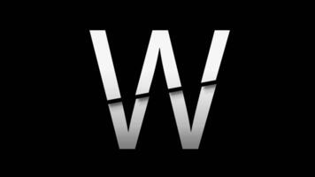 Letter W with slice effect typography. Black solid and green screen background. 4k video
