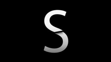 Letter S with slice effect typography. Black solid and green screen background. 4k video
