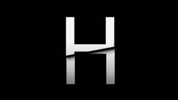 Letter H with slice effect typography. Black solid and green screen background. 4k video