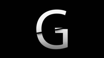Letter G with slice effect typography. Black solid and green screen background. 4k video