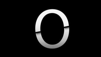 Letter O with slice effect typography. Black solid and green screen background. 4k video