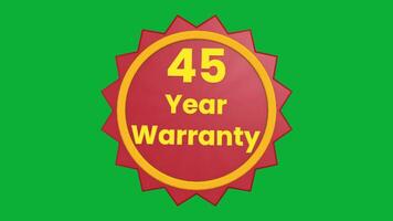 45 Year Warranty 3D Text Animation with Smooth Rotation on Green Screen Background video