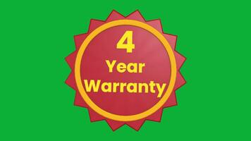 4 Year Warranty 3D Text Animation with Smooth Rotation on Green Screen Background video
