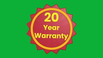 20 Year Warranty 3D Text Animation with Smooth Rotation on Green Screen Background video