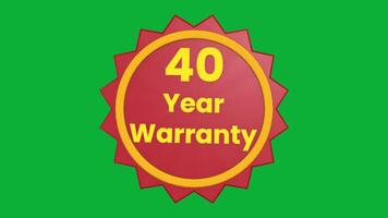 40 Year Warranty 3D Text Animation with Smooth Rotation on Green Screen Background video