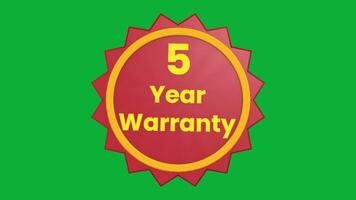 5 Year Warranty 3D Text Animation with Smooth Rotation on Green Screen Background video
