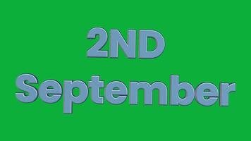 1st to 30th September 3D Rotating Calendar Text Animation on Green Screen Background video