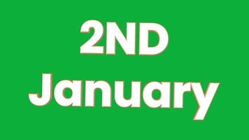 1st to 31st January 3D Rotating Calendar Text Animation on Green Screen Background video