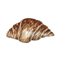 Croissant. French pastry. Hand-drawn watercolor illustration. Isolate. Color image. Crescent-shaped puff pastry. For menu design, recipes, labels, packaging, and more. png