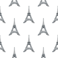 Seamless pattern with the Eiffel Tower. Handmade watercolor illustrations. Beautiful and delicate pattern for textiles, clothing, wrapping paper, tablecloths, and curtains. png