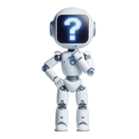 Wondering Robot Character with Question Mark Display png